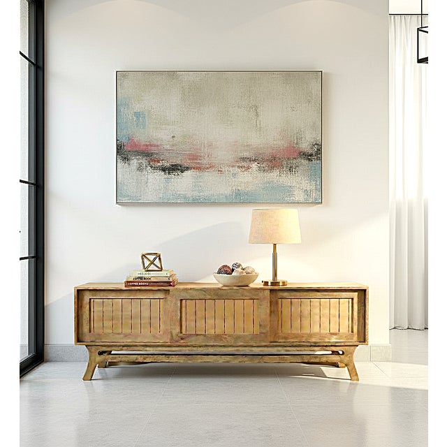 2020s Mid-Century Modern Media Credenza Solid Hardwood For Sale - Image 5 of 5