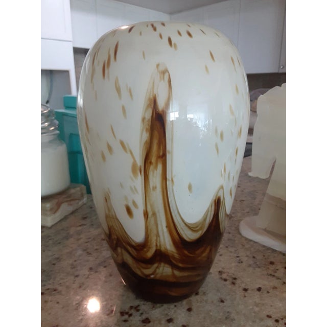 Contemporary 2000s Murano Style 10" Glass Neutral Chroma Vase For Sale - Image 3 of 6