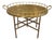 Vintage Brass Faux Bamboo Oval Tray / Drinks / Side / Accent Table With Folding Stand, in the Manner of Maison Baguès For Sale