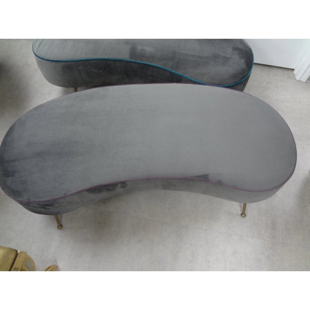 Federico Munari Large Italian Gio Ponti Style Curved Bench With Brass Legs For Sale - Image 4 of 8