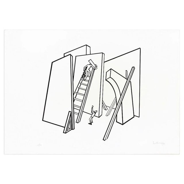 The Builders is an extraordinary lithograph realized by the artist Ivo Pannaggi. Edition of 100 copies around 1975 from an...