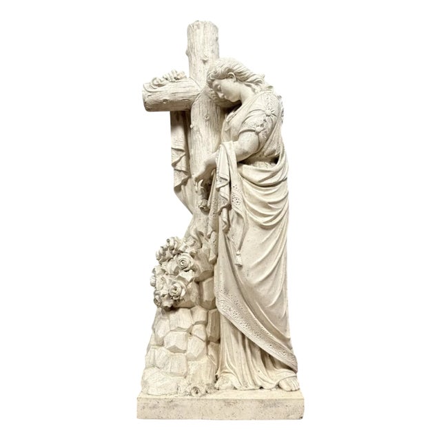 Religious Statue, 1880, Whitewashed Terracotta For Sale