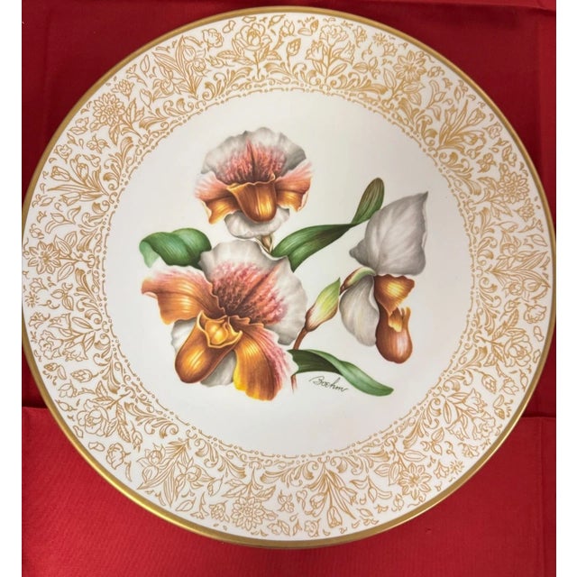 Boehm Flowers of the World Collectible Porcelain Plates -5 For Sale - Image 4 of 14