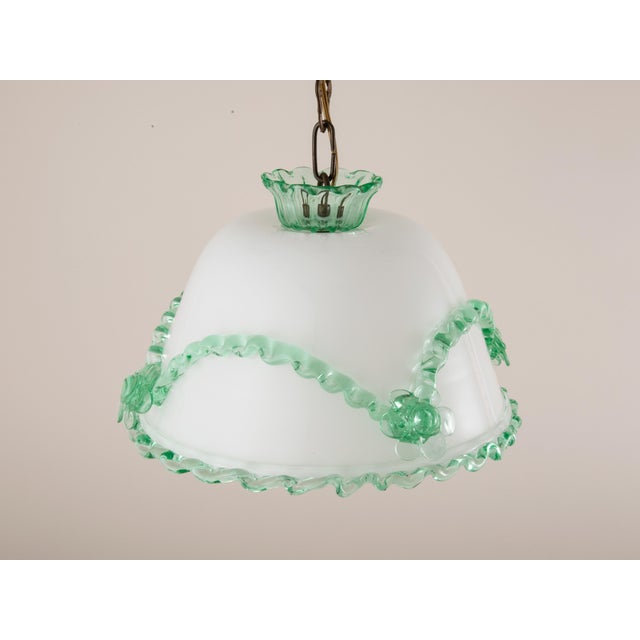 Antique Murano Glass Pendant Light Arsenic Jade Light Green Opaline For Sale - Image 11 of 14