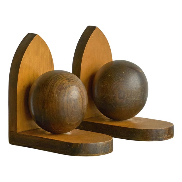 Art Deco Bookends in Wood, 1930s, Set of 2 For Sale