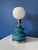Blue Vintage Lamp in Turquoise Blue Glazed Cracked Ceramic with Chrome Base and Opaline Globe For Sale - Image 8 of 8