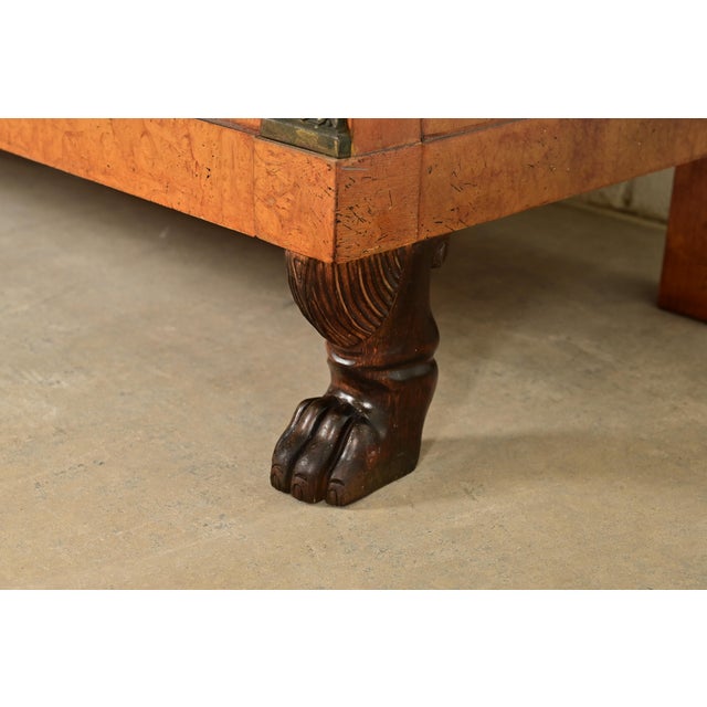 Baker Furniture French Empire Neoclassical Burl Wood Abattant Bar Cabinet, Circa 1980s For Sale - Image 12 of 18