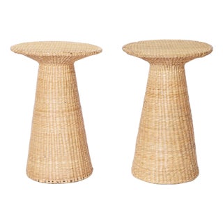 Pair of Woven Reed Mid Century Inspired Stands For Sale