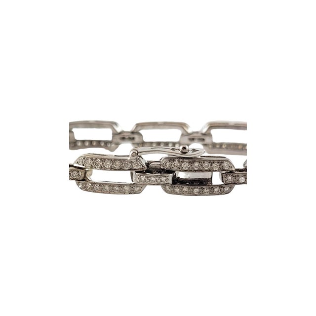 Late 20th Century Late 20th Century 18 Karat White Gold and Diamond Link Bracelet For Sale - Image 5 of 7