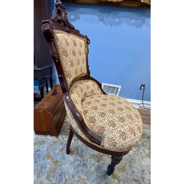19th C Victorian Walnut Parlor Chairs, Set of Two For Sale - Image 11 of 18