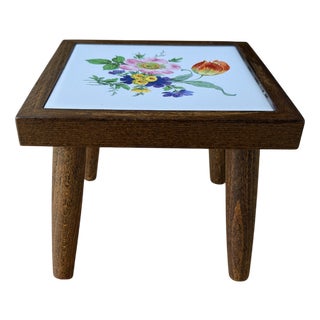 Vintage Mini Flower Table with Tile Motif, 1960s For Sale