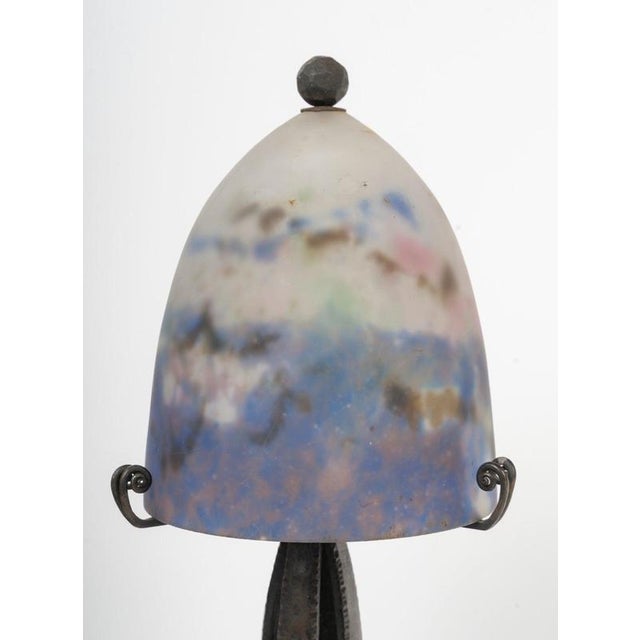 Vintage Art Deco table lamp, circa 1930, signed Muller Frères, Luneville, Art Deco period, circa 1930, wrought iron signed...