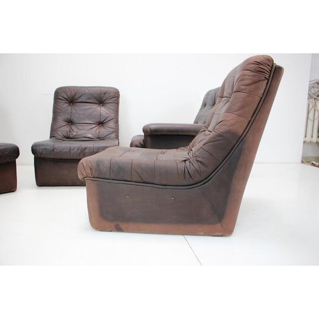 Czechoslovak Modular Leather 5-Seater Sofa, 1970s, Set of 5 For Sale - Image 16 of 18