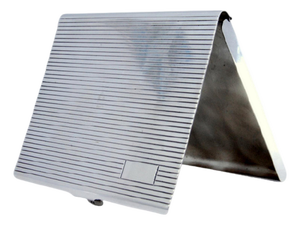 Guilloche Silver Cigarette Case with Fluting Monogram Card and Hinged Lid