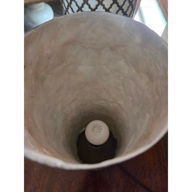 Vintage Capiz Shell Lamps - A Pair For Sale - Image 10 of 12