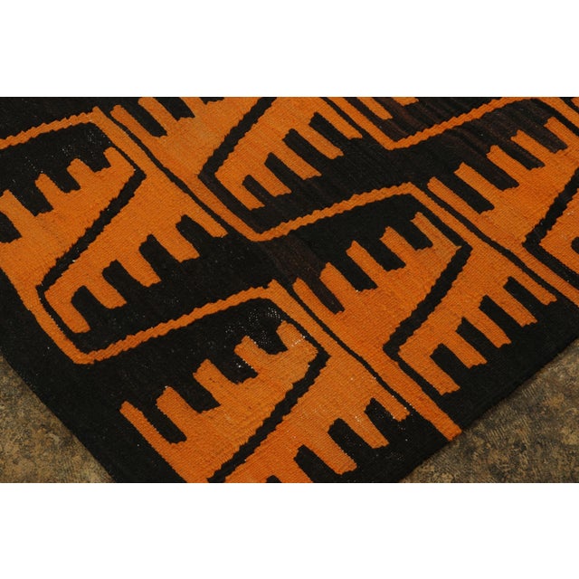Traditional Vintage Turkish Kilim in Saffron Abstract Geometric Pattern - Rug & Kilim For Sale - Image 3 of 7