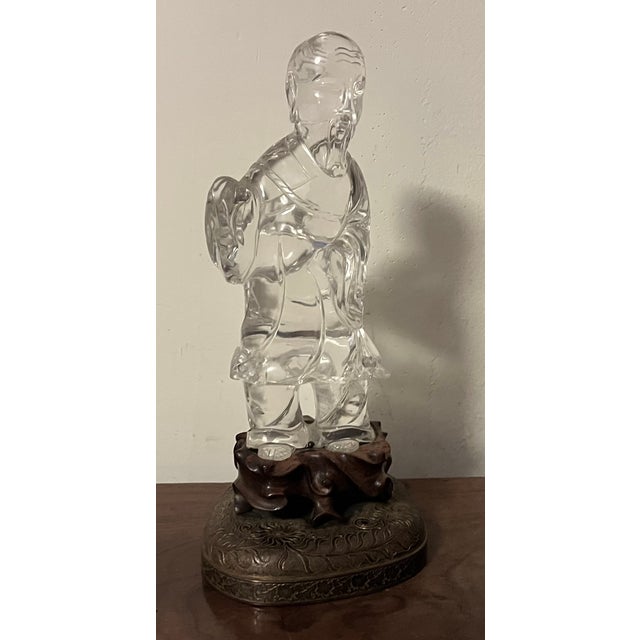 Antique Chinese Carved Rock Crystal Figure of an Immortal For Sale - Image 4 of 18
