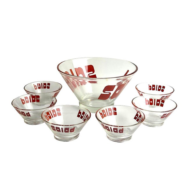 Offered is a fun set of 1970s Salad Bowls made by Wheaton Glass. It appears that the placing of labels and names on...