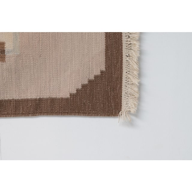 Mid-Century Modern Swedish Kilim Rug in Browns, 1960 For Sale - Image 6 of 7