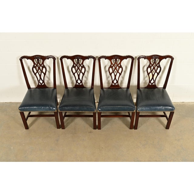 1980s Councill Craftsmen Georgian Carved Mahogany Dining Chairs, Set of Four For Sale - Image 5 of 13