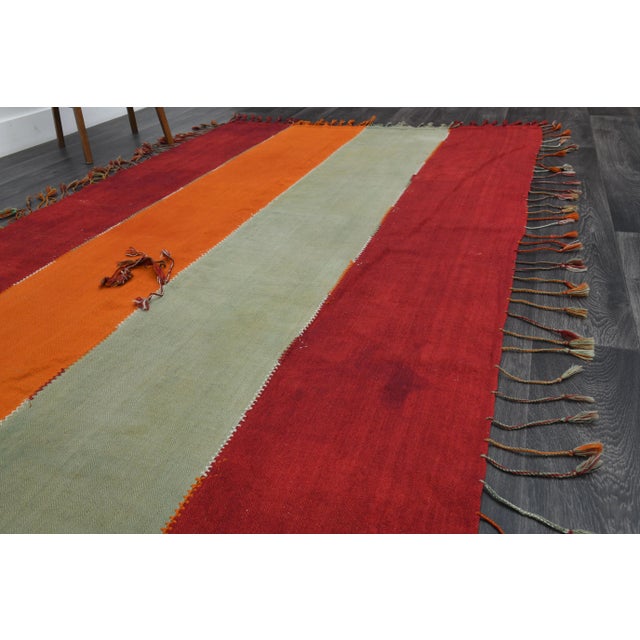 1970s Vintage Turkish Oushak Handmade Wool Cotton Red Runner Rug For Sale - Image 5 of 11