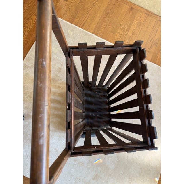 Early 20th Century Antique Slat Wood Grocery Shopping Cart Wheeled Basket For Sale - Image 5 of 9