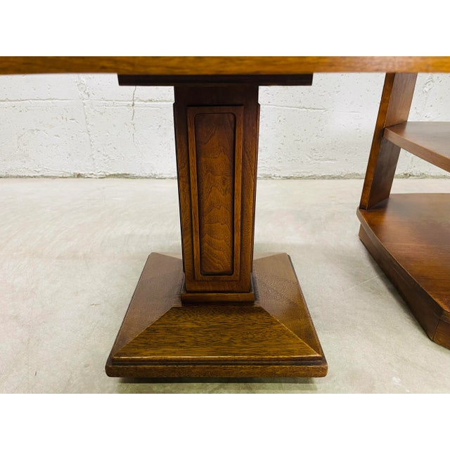 Vintage 1960s Walnut Wood Coffee Table and End Tables, 3 Pc Set For Sale - Image 9 of 13