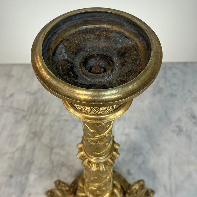 Set of Two 19th Century French Renaissance Gilt Bronze Candlesticks For Sale - Image 14 of 18