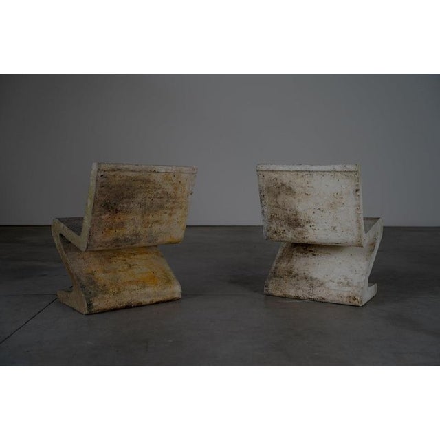 Sculpture Materials Concrete Zig Zag Chairs, France, 1970s, Set of 2 For Sale - Image 7 of 18