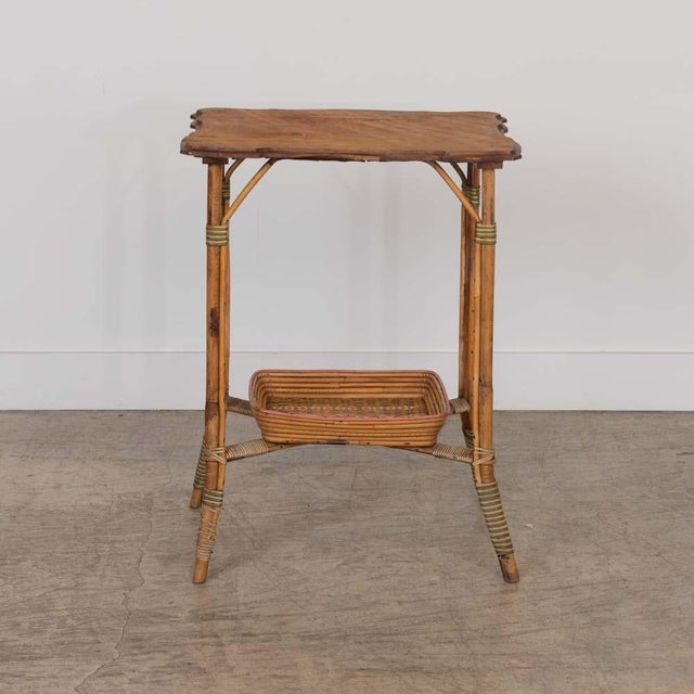 1950s French Woven Wicker and Wood Table For Sale In Los Angeles - Image 6 of 13