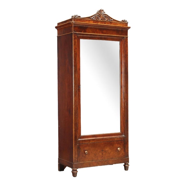 Louis Philippe Wardrobe in Walnut and Burl Walnut For Sale
