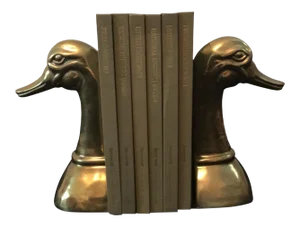 Duck Head Bookends by Sarreid - Mid-Century Grandiose Duck Book Supports - a Pair