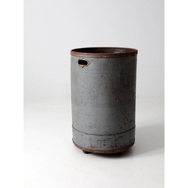 Gray Vintage Industrial Storage Can on Castors For Sale - Image 8 of 12