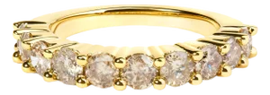 14K Yellow Gold Plated .925 Sterling Silver 2.0 Cttw Round Brilliant Cut Diamond 10 Stone Anniversary Band Ring (J-K Color, I1-I2 Clarity) - Size 6