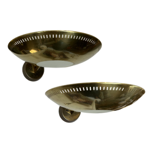 Mid 20th Century Mid-Century Modern Lightolier Atomic “Ufo” Brass Wall Sconces - a Pair