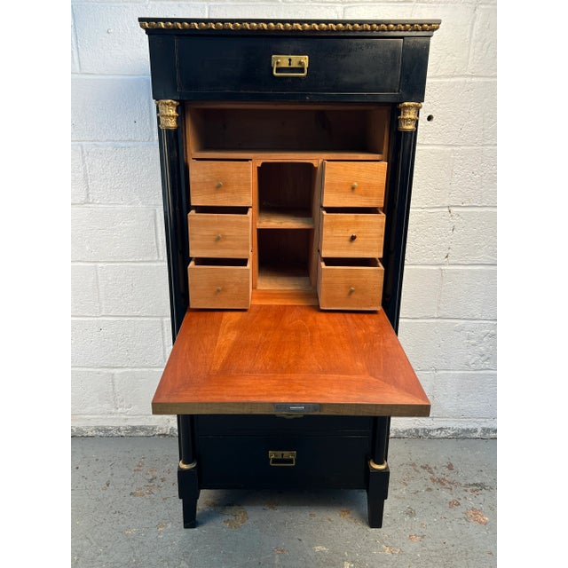 Early 20th Century French Style Ebonized Secretary Desk For Sale - Image 9 of 10