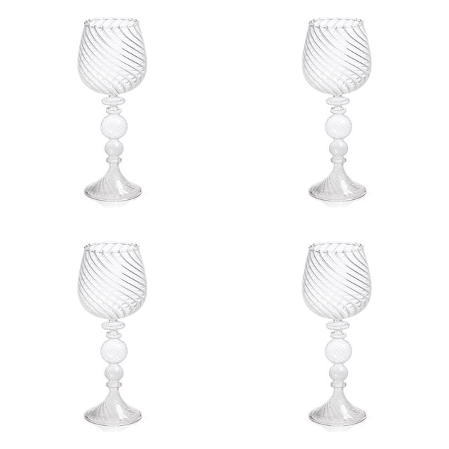 Rialto Twisted Optic White Wine Glasses, Set of 4 For Sale In Los Angeles - Image 6 of 6