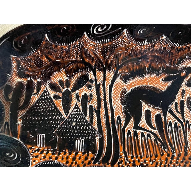 1950s Tlaquepaque 'Petatillo Noche' Bowl From Mexico - 18" L X 8" W X 3" H For Sale - Image 5 of 9