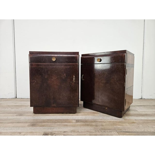 Art Deco Oak Burl Bedside Tables, 1950, Set of 2 For Sale - Image 4 of 18