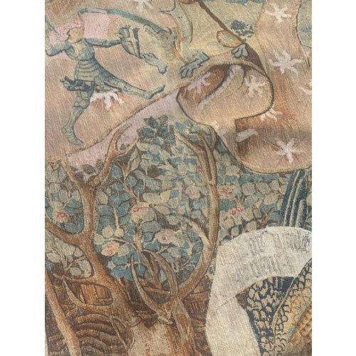 Blue French Aubusson Style Screen-Printed by Hand Tapestry winged Stags, 1950s For Sale - Image 8 of 18