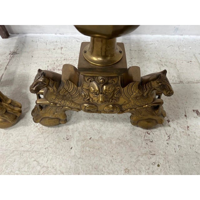 Brass Log Andirons, Set of 2 For Sale - Image 10 of 16