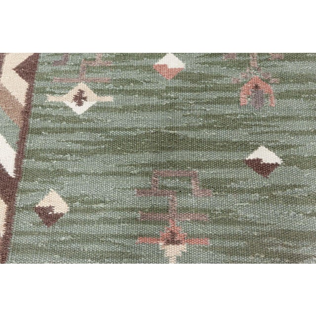 Modern Swedish Flat Weave Wool Rug by Doris Leslie Blau Size: 5'5" × 7'9" (165 × 236 cm) Crafted with a contemporary...