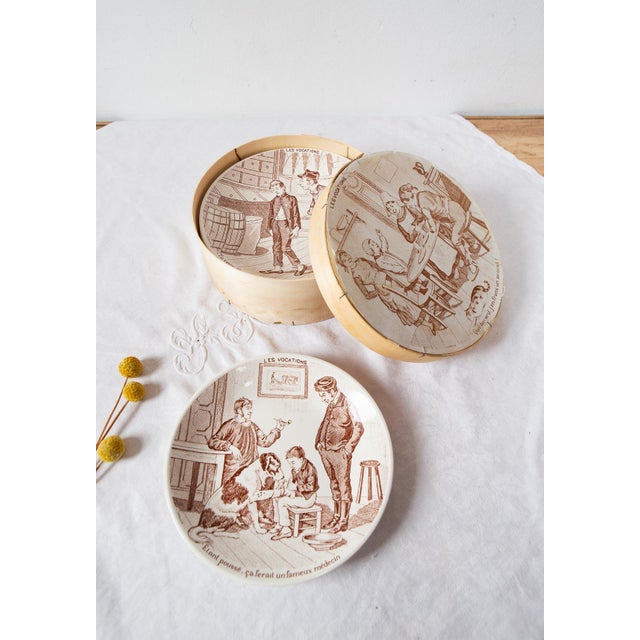 Les Vocations Plates from Sarreguemines, 1920, Set of 6 For Sale - Image 9 of 9