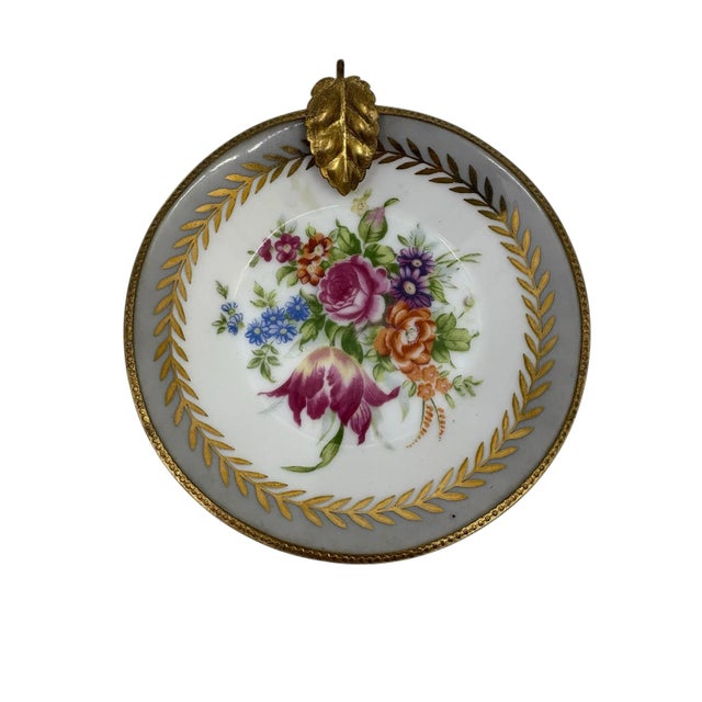 Metal Antique Lefton Hand Painted Floral Saucers/ Wall Decor- A Set of 3 For Sale - Image 7 of 9