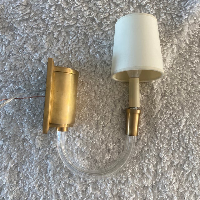 Visual Comfort by Thomas O’Brien Hand-Rubbed Antique Brass rectangular wall plate with cylindrical housing upward -...