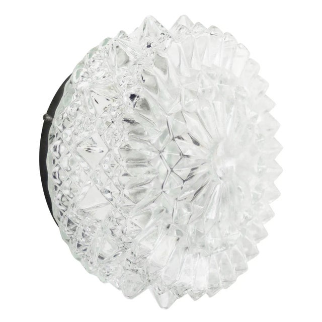 Metal Mid-Century Round Clear Glass Wall Light For Sale - Image 7 of 7
