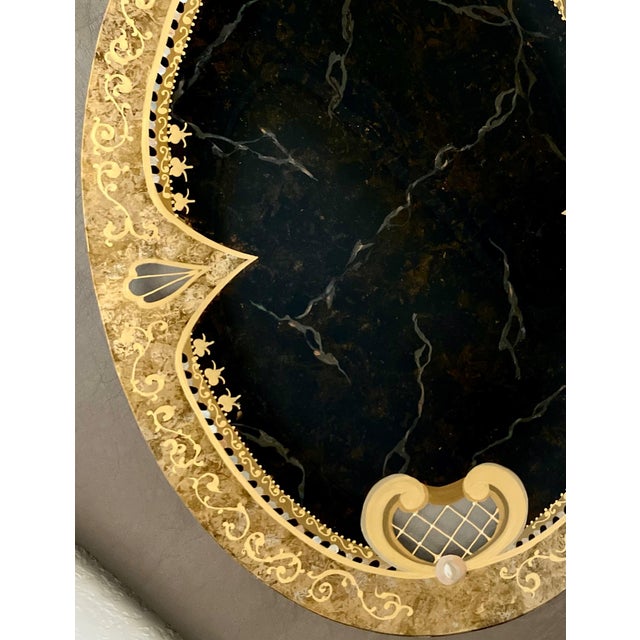 Glass Circa 1990s Verre Eglomisé-Style Reverse Painted Oval Glass Tray by Diana Gaikazova For Sale - Image 7 of 12