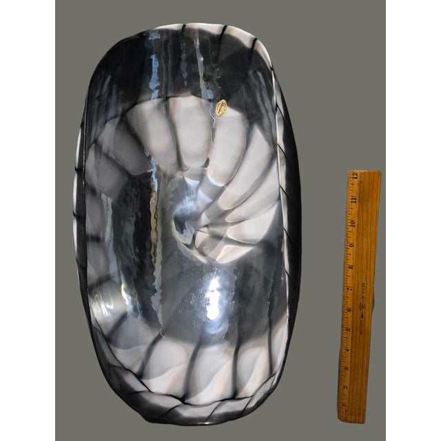 Mid-Century Modern Murano Venezia Art Glass Large Sea Shell Center Piece Bowl W/Original Label For Sale - Image 3 of 7