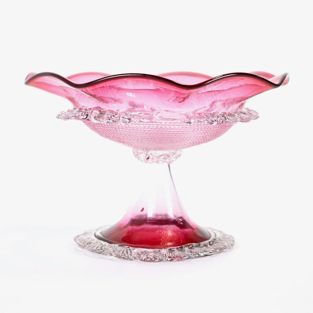 1960s Murano Style Art Glass Pink Candy Bowl For Sale - Image 9 of 11