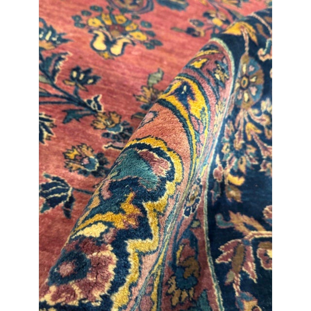 A Beautiful Rich Red Color Background Room Size Antique Persian Kashan Rug, Country of Origin / Rug Type: Antique Persian...